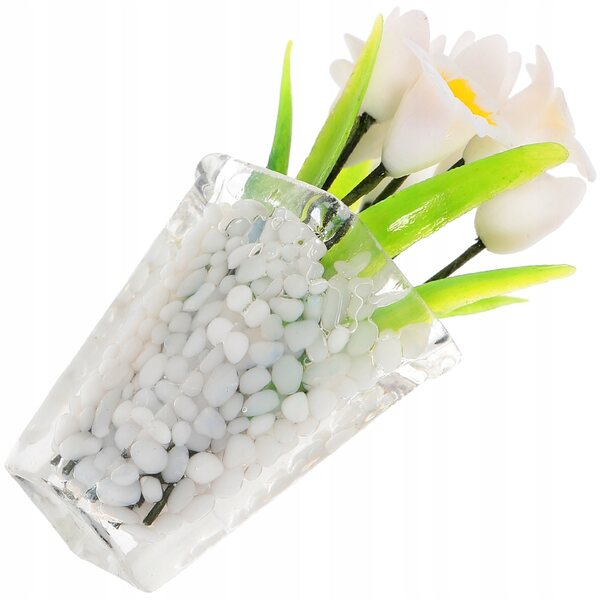 Mini pianta in vaso decorativa per casa in miniatura, stile realistico bianco