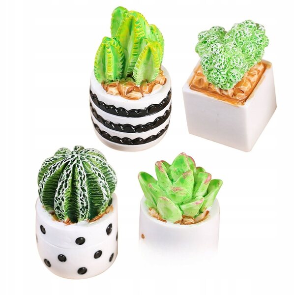 Mini decorazioni cactus in resina 4 pezzi per arredamento e regali colorati