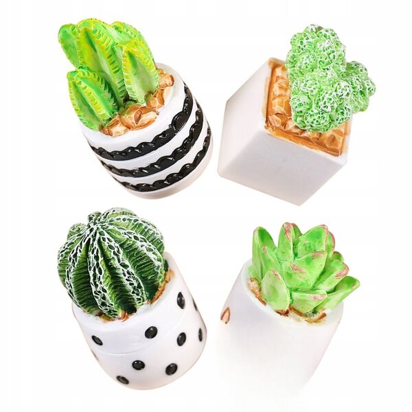 Mini decorazioni cactus in resina 4 pezzi per arredamento e regali colorati