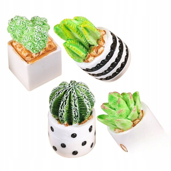 Mini decorazioni cactus in resina 4 pezzi per arredamento e regali colorati