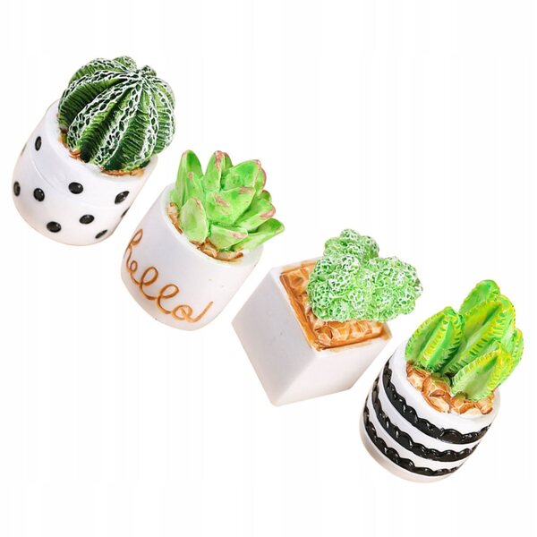 Mini decorazioni cactus in resina 4 pezzi per arredamento e regali colorati