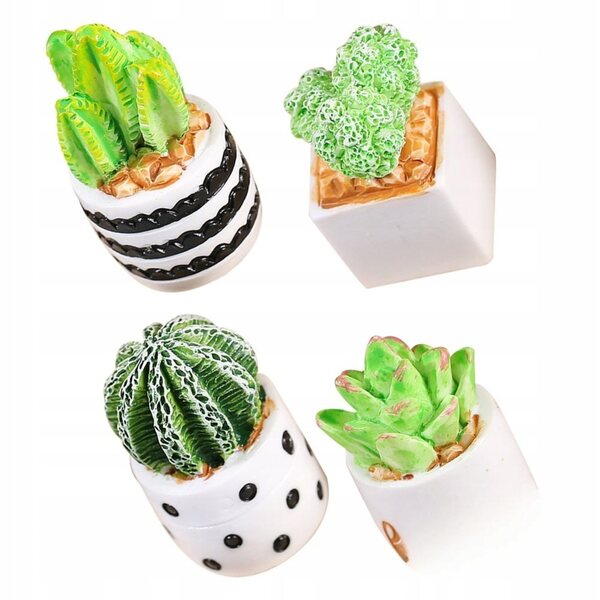 Mini decorazioni cactus in resina 4 pezzi per arredamento e regali colorati