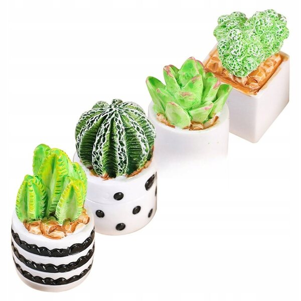 Mini decorazioni cactus in resina 4 pezzi per arredamento e regali colorati