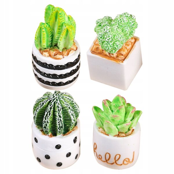 Mini decorazioni cactus in resina 4 pezzi per arredamento e regali colorati