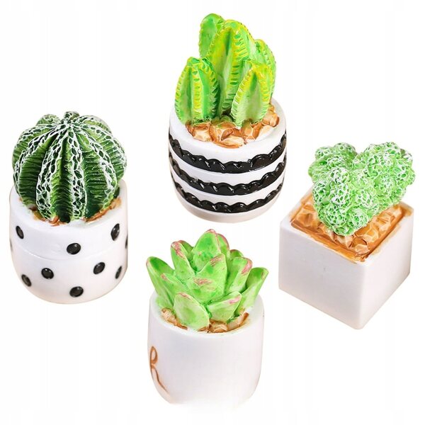 Mini decorazioni cactus in resina 4 pezzi per arredamento e regali colorati