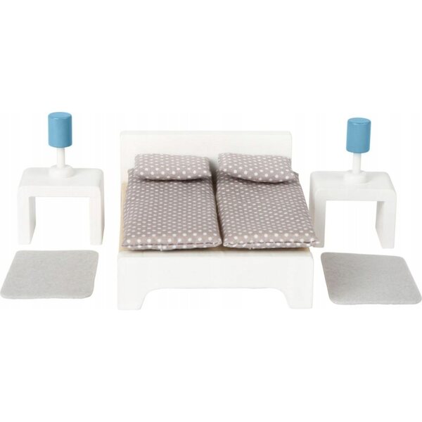 Set completo di mobili in legno stile scandinavo per case delle bambole