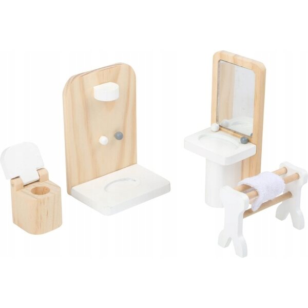 Set completo di mobili in legno stile scandinavo per case delle bambole