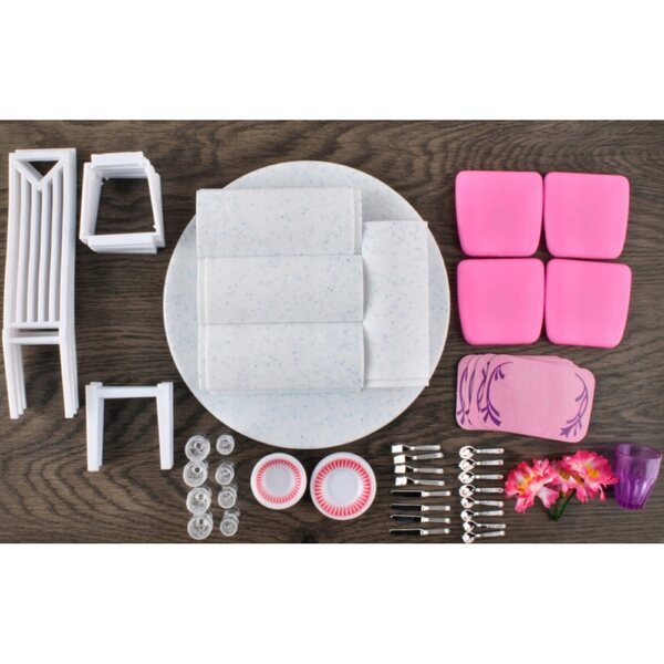 Iso Trade Puppenmöbel-Set 43-teilig mit Tisch, Stühlen und Kunststoffzubehör