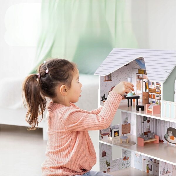 Holzmöbel-Set für Navaris Puppenhaus-Wohnzimmer, 11-teilig