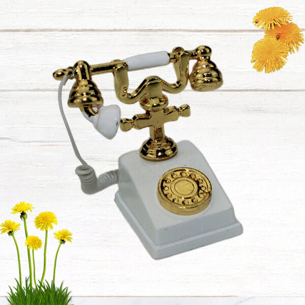 Mini Telefono Retro Decorazione in Metallo per Casa e Ufficio Vintage 2,1x1,6x2,9 cm
