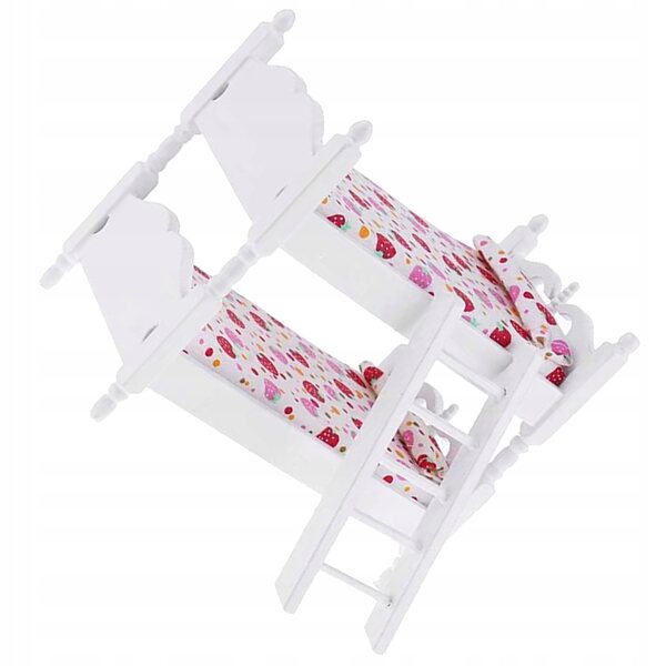 Letto a castello in legno per casa delle bambole, rosa, 13,7x8,1x12 cm