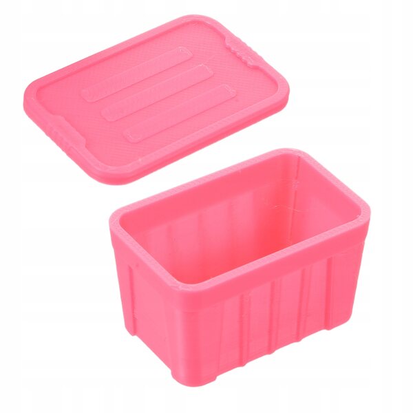 Mini scatola di plastica rosa per organizzare accessori di casa delle bambole