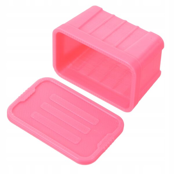 Mini scatola di plastica rosa per organizzare accessori di casa delle bambole