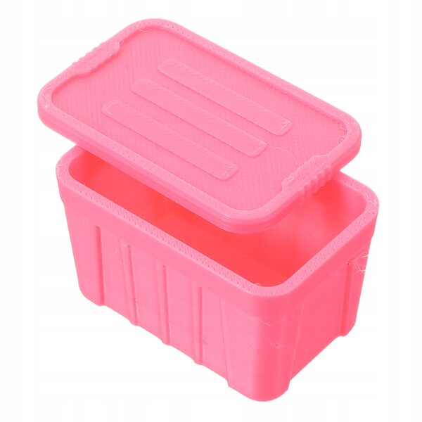 Mini scatola di plastica rosa per organizzare accessori di casa delle bambole