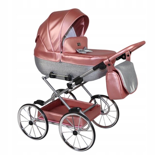 Passeggino per Bambole Sojan Babysajan Retro con Telaio in Acciaio e Dettagli Eco-Pelle