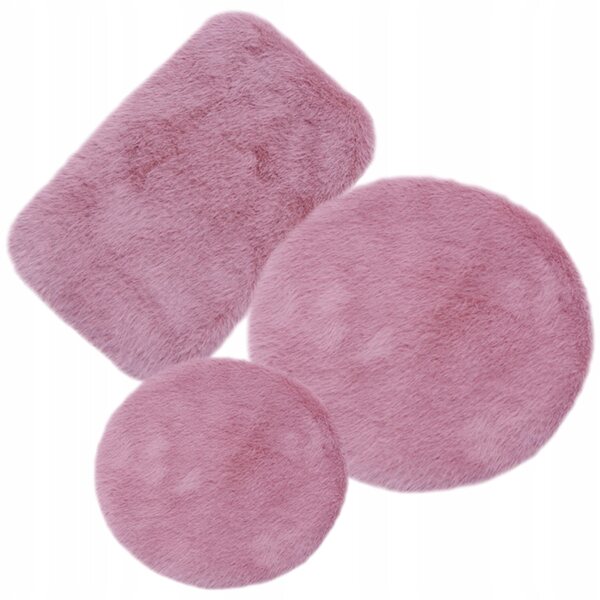 Set di 3 Mini Tappeti in Peluche per Casa delle Bambole Tiny House Rosa