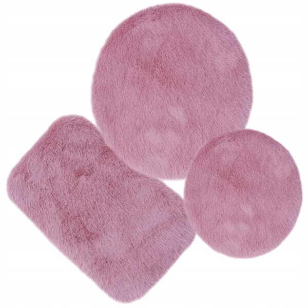 Set di 3 Mini Tappeti in Peluche per Casa delle Bambole Tiny House Rosa
