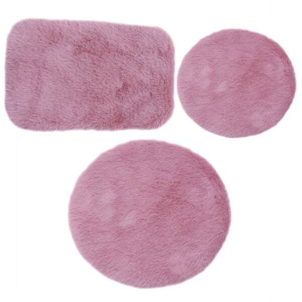 Set di 3 Mini Tappeti in Peluche per Casa delle Bambole Tiny House Rosa