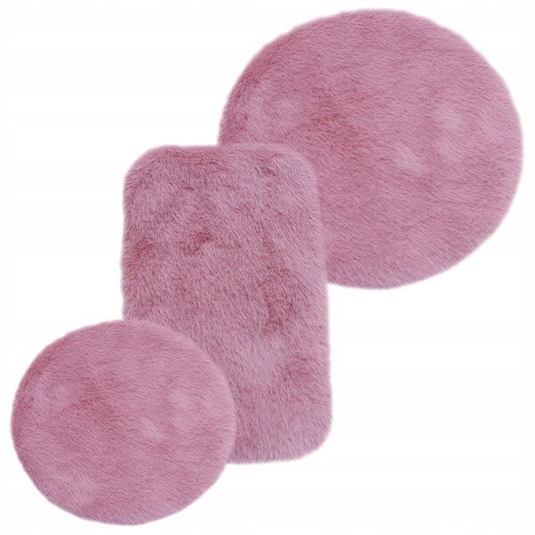 Set di 3 Mini Tappeti in Peluche per Casa delle Bambole Tiny House Rosa