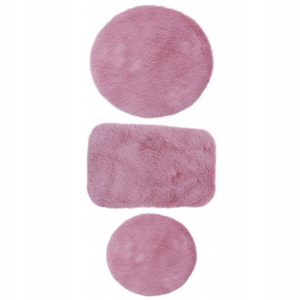 Set di 3 Mini Tappeti in Peluche per Casa delle Bambole Tiny House Rosa