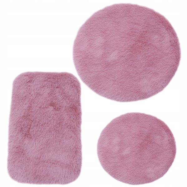 Set di 3 Mini Tappeti in Peluche per Casa delle Bambole Tiny House Rosa