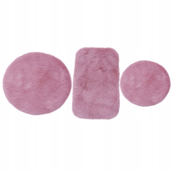 Set di 3 Mini Tappeti in Peluche per Casa delle Bambole Tiny House Rosa