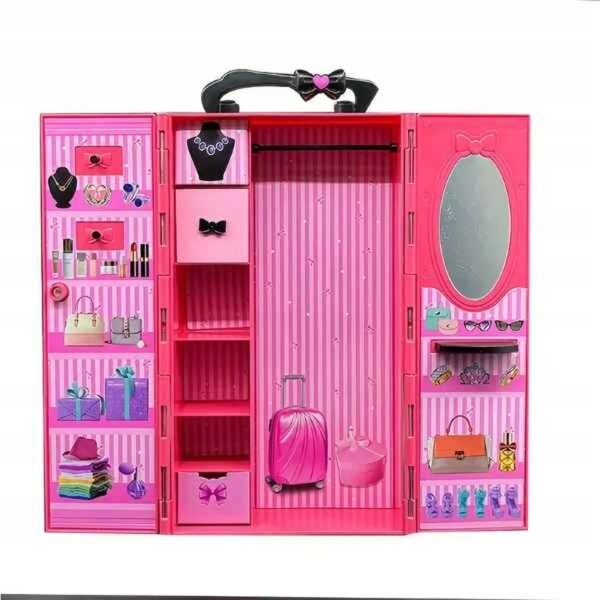 Garderoba per bambole con accessori e bambola inclusa, set completo per bimba