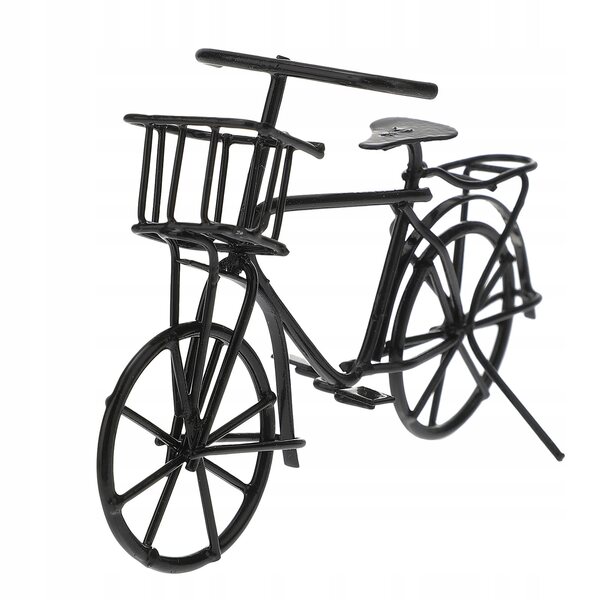 Mini Bicicletta Nera in Metallo per Casette delle Bambole, Decorativa e Resistente