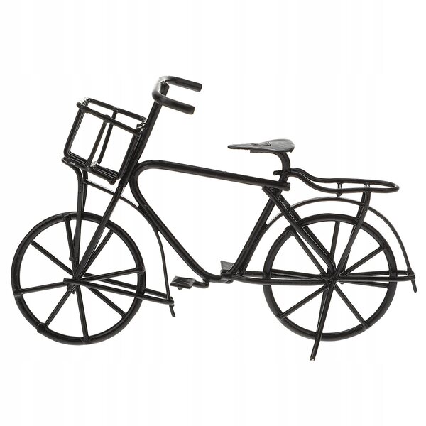 Mini Bicicletta Nera in Metallo per Casette delle Bambole, Decorativa e Resistente