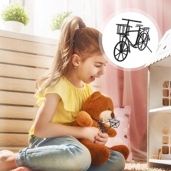 Mini Bicicletta Nera in Metallo per Casette delle Bambole, Decorativa e Resistente