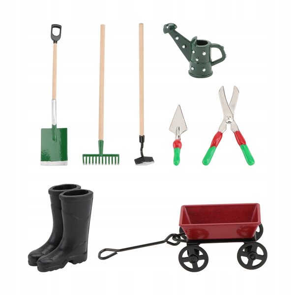 Mini-Gartengeräte-Set mit rotem Wagen – dekoratives und funktionelles Set