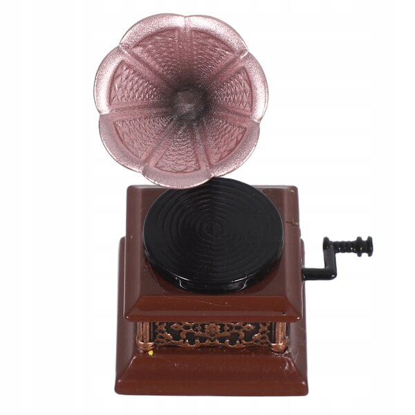 Miniaturizzato Gramofono Vintage in Metallo per Casa delle Bambole - Decorazione Retrò