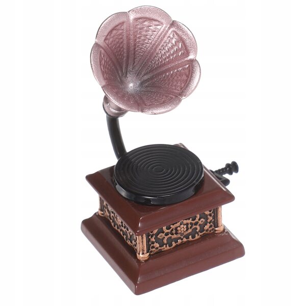 Miniaturisiertes Vintage-Grammophon aus Metall für Puppenhaus – Retro-Dekoration