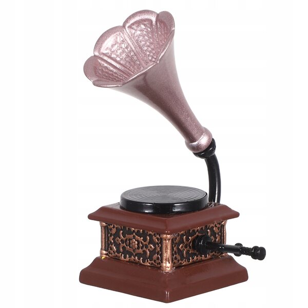 Miniaturisiertes Vintage-Grammophon aus Metall für Puppenhaus – Retro-Dekoration