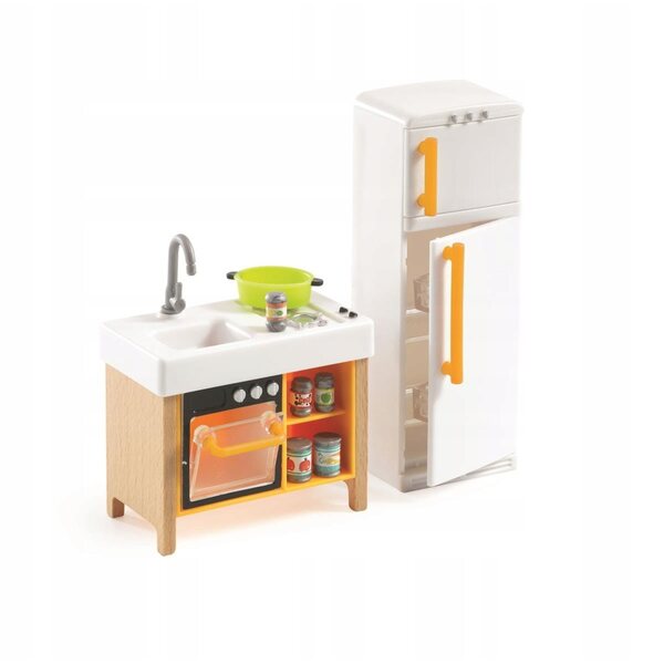 Djeco Küchenmöbel-Set aus Holz für Puppenhaus 4+