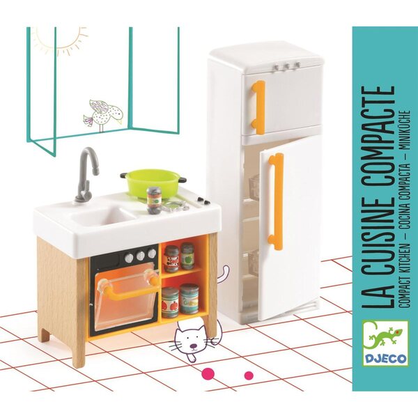 Djeco Küchenmöbel-Set aus Holz für Puppenhaus 4+