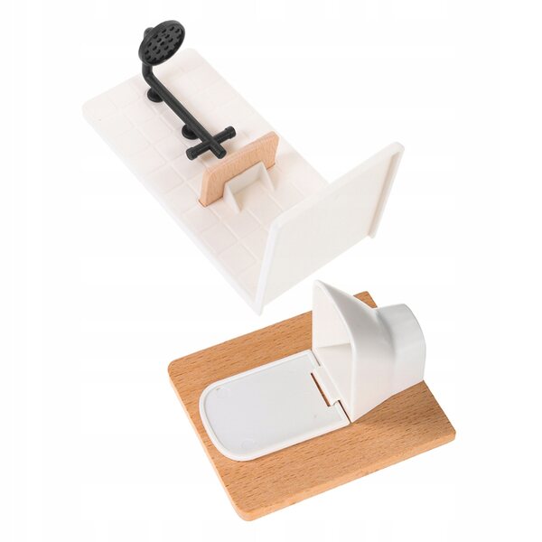 Mini-Badezimmermöbel-Set für Puppenhäuser aus realistischem Holz und Kunststoff