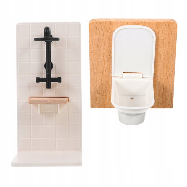 Mini-Badezimmermöbel-Set für Puppenhäuser aus realistischem Holz und Kunststoff