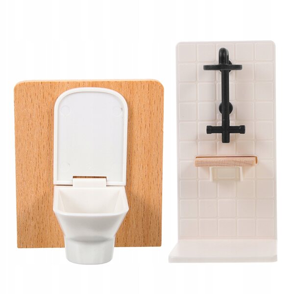 Mini-Badezimmermöbel-Set für Puppenhäuser aus realistischem Holz und Kunststoff
