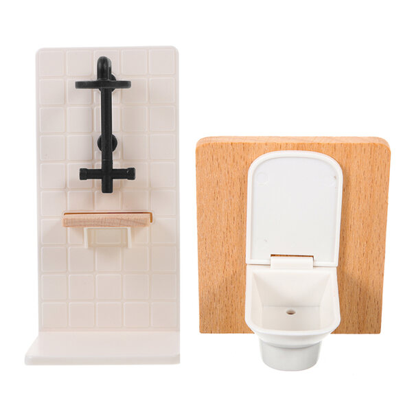 Mini-Badezimmermöbel-Set für Puppenhäuser aus realistischem Holz und Kunststoff