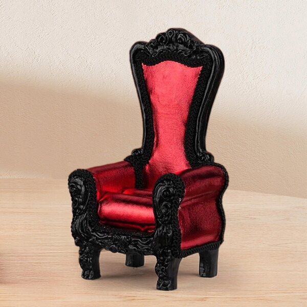 Miniatursofa 1:12 mit hoher Rückenlehne rot für Puppenhäuser und Dioramen