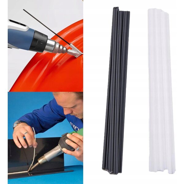 Set di 20 bacchette per saldatura in ABS da 200 mm per riparazione plastica Nero e Bianco