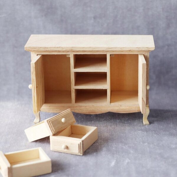 1:12 Miniatur-Holzschrank mit drei Schubladen für Puppenhaus