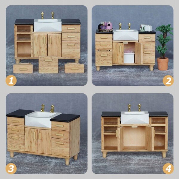 Mini Mobili Bagno in Legno per Mini Case - Giocattoli e Decorazioni Naturali