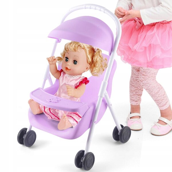 12'' Babypuppenwagen und Puppenset mit Zubehör für Kinder ab 18 Monaten