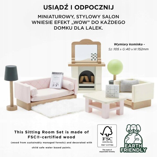 Daisylane Holz-Wohnzimmermöbel-Set Le Toy Van mit 17 Teilen für Puppenhaus