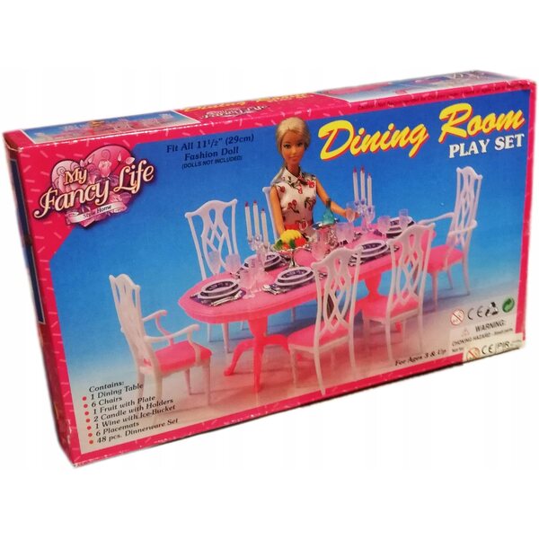 Esszimmermöbel-Set aus Kunststoff für Puppen 29 cm