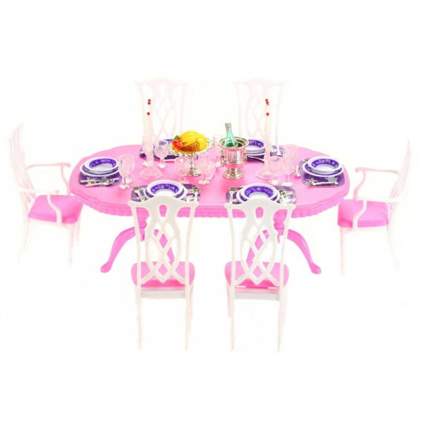 Esszimmermöbel-Set aus Kunststoff für Puppen 29 cm