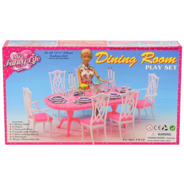 Esszimmermöbel-Set aus Kunststoff für Puppen 29 cm
