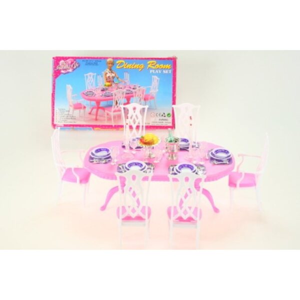 Esszimmermöbel-Set aus Kunststoff für Puppen 29 cm